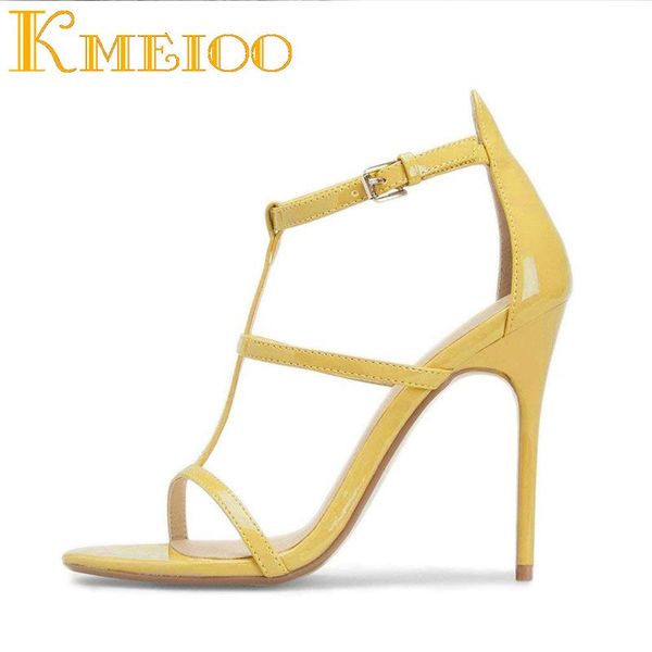 

kmeioo women shoes gladiator sandals ankle strap high heels woman casual dress 10cm size 4-16 us, Black