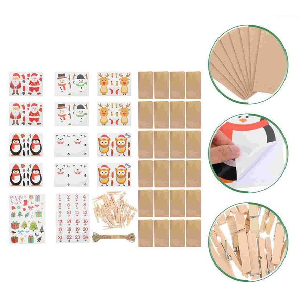

gift wrap 1 set of diy digital 1-24 countdown christmas advent paper bag for party1