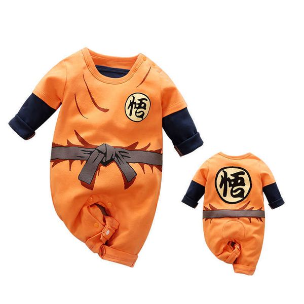 Roupas de bebê recém-nascido Roupas Romper 100% algodão Dragão DBZ Bola Z Macacões de Halloween traje infantil Jumpsuits de manga comprida Q0910