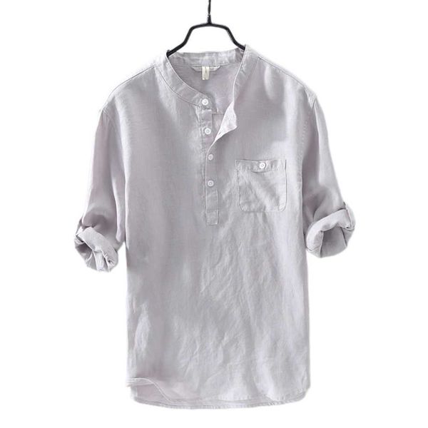 

helisopus summer men shirt long sleeve casual shirts harajuku brand male vintage solid color slim fit camisa masculina 210628, White;black