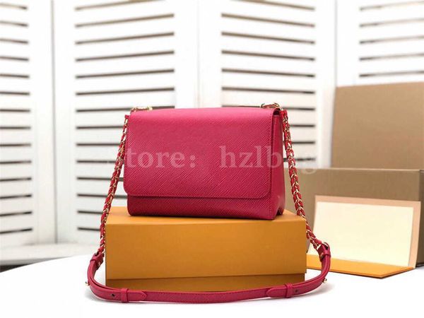 

twist mm chain bag black wave base cross-body purse wallet grained cowhide leather classic handbag, Red;black