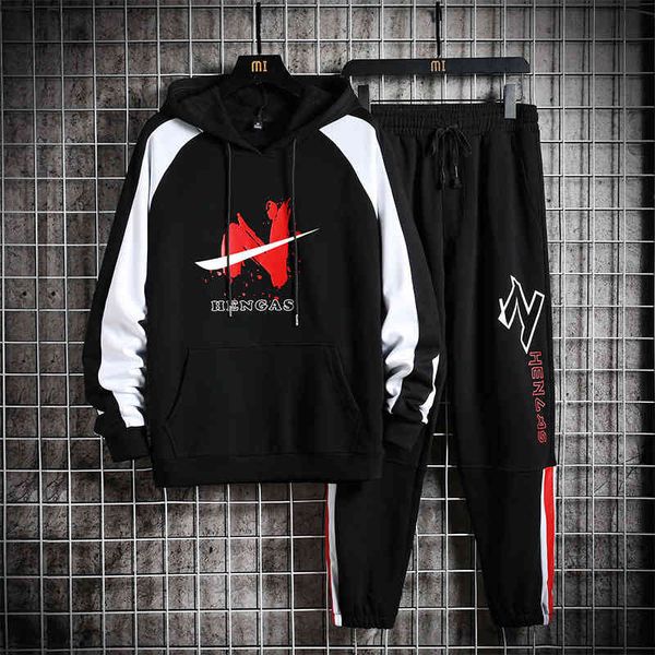 

men's autumn suit men's 2021 new youth fashion brand hoodie and trousers, Gray