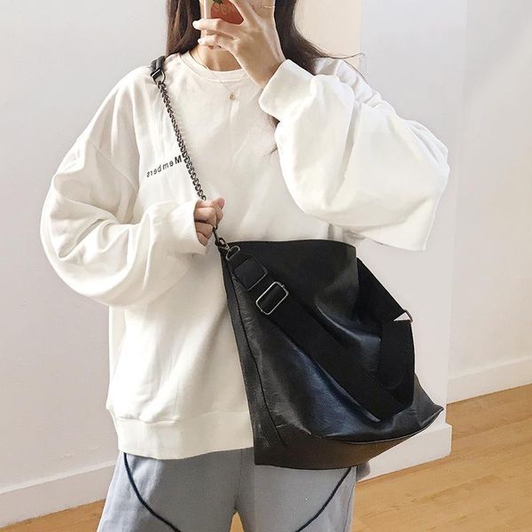 

evening bags 2021 korean fashion chain shoulder bag for women simple large capacity female pu crossbody school tote travel handbags