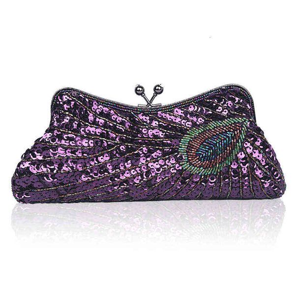

popular pearl embroidered sequin dinner bag peacock hand holding one shoulder slant across women's bag cheongsam ess
