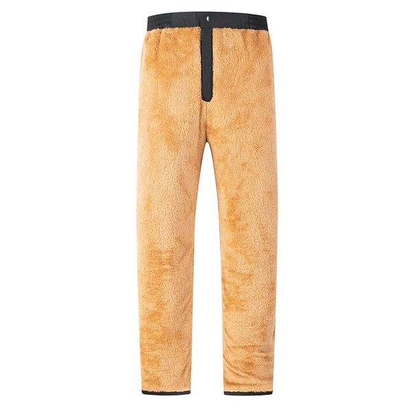 

men's winter fleece warm pants elastic waist band wide leg trousers male black loose straight arrival home pants cotton 210518