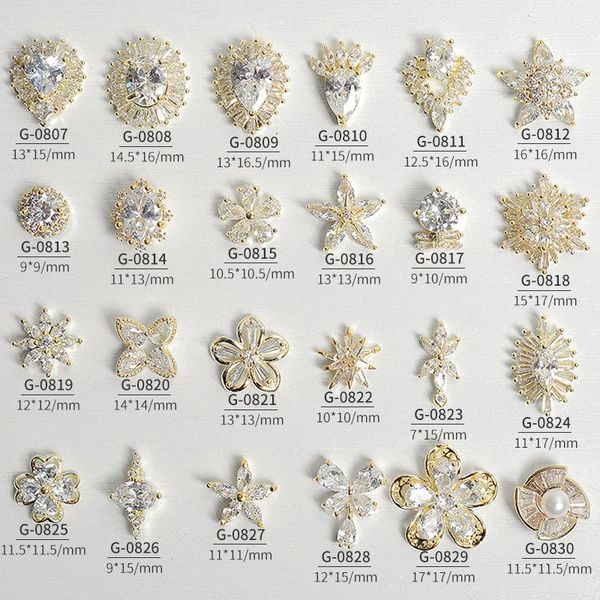

luxury 3d metal zircon nail art jewelry japanese decorations crystal manicure gemstones fashion diamond charms, Silver;gold