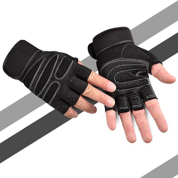

cycling gloves hand cover practical half-finger sport mitten anti-slipping magic sticker durable glove weightlifting, Black