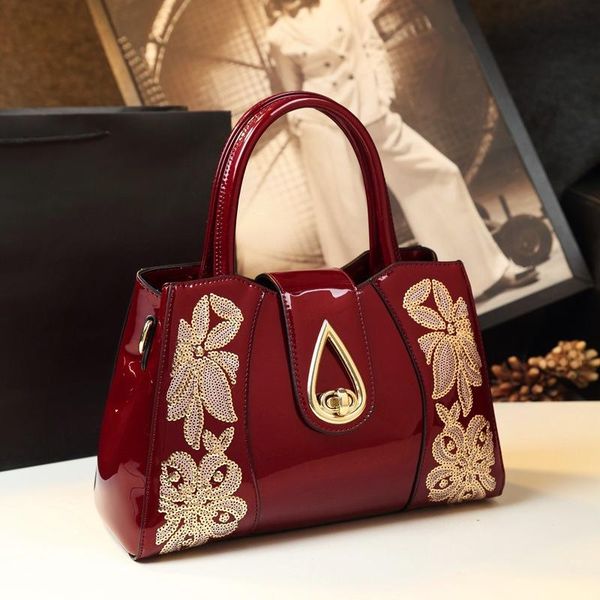 

evening bags tote 100% patent leather handbags small women shoulder bag fashion female designer dags