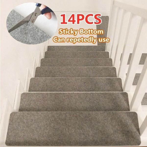 

carpets 14pcs/set stair treads rectangle non-slip rugs floor mat self-adhesive cover step staircase repeatedly-use safety pads