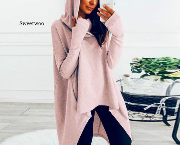 

women's hoodies & sweatshirts 2021 irregular oversize long black yellow hoodie sweatshirt women coat loose hoody mantle hooded pullover