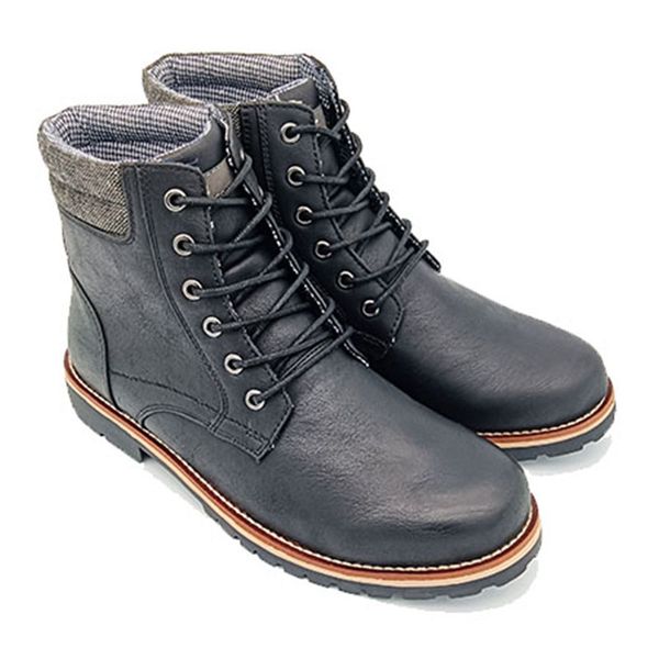 

casual men's high boots with lace-up, Black