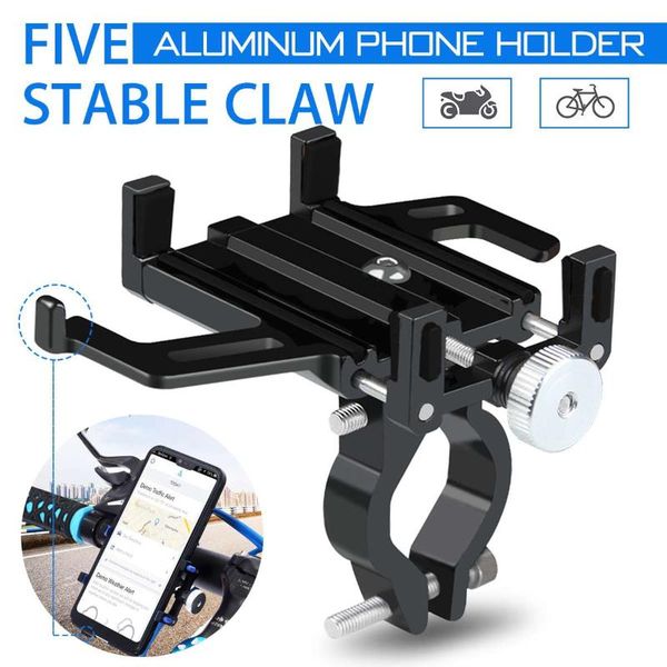 

aluminum universal bicycle phone mount holder mtb mountain bike motorcycle handlebar clip stand for 3.5" to 7.5" smartphones gps c