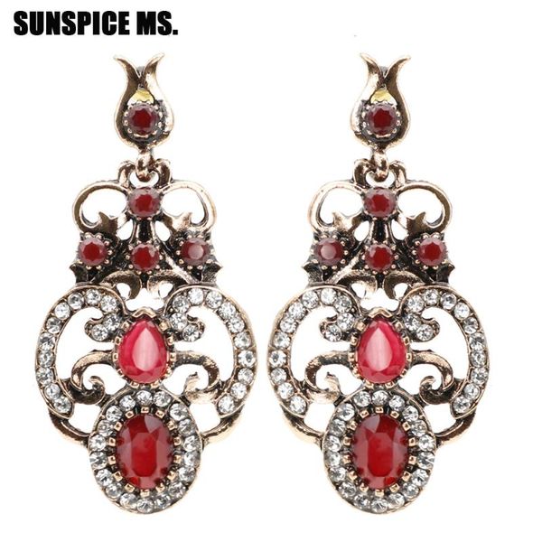 

dangle & chandelier bohemia vintage drop earring for women antique gold color round resin flower earrings turkey brand jewelry 2021 wholesal, Silver