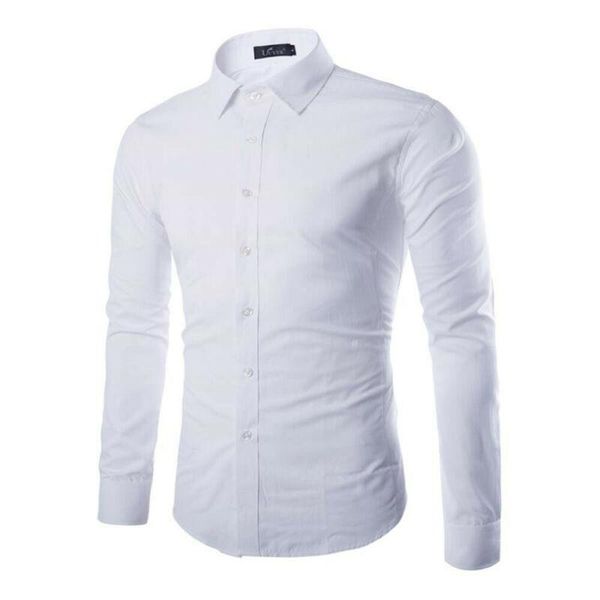 

men's dress shirts mens business plain button up long sleeve casual fashion formal clothing single breasted solid color tees, White;black
