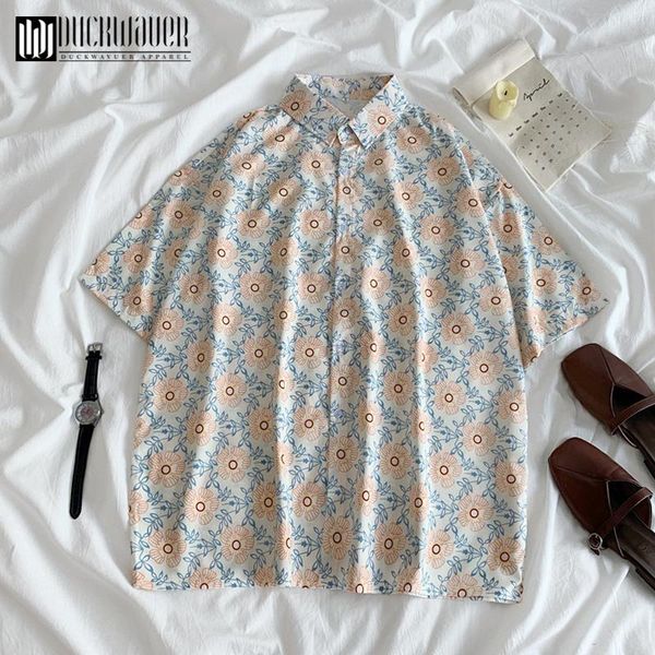 

women's blouses & shirts duckwaver 2021 fashion print women turn down collar blouse short sleeve plus size clothes for, White