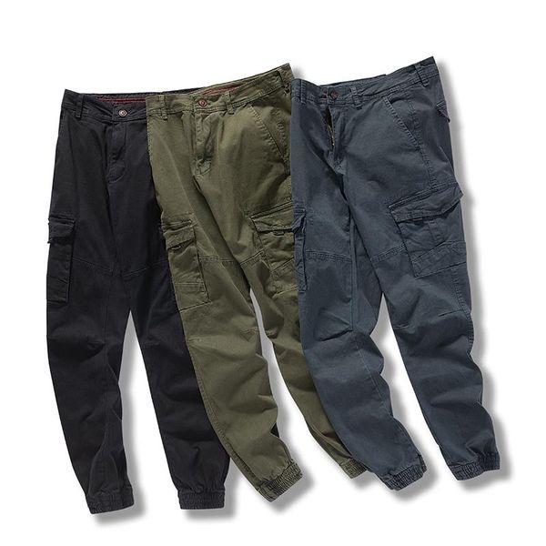

men's side pockets cargo harem pants 2021 ribbons black hip hop casual male joggers trousers fashion streetwear