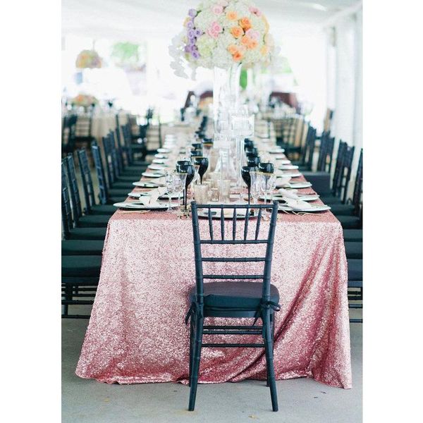 

table cloth 72x72in/90x132in glitter sequin rectangular tablecloth - pink gold for wedding party christmas decoration
