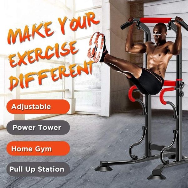 

horizontal bars adjustable bar pull-ups & dip stand power tower, multi-function fitness strength training equipment(us stock)
