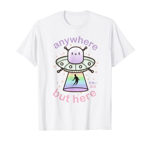 

pastel goth ufo anywhere but here shirt - kawaii alien gift, White;black
