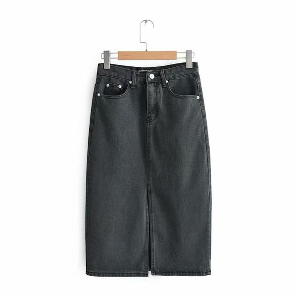 

jcÂ·kilig high waist slit solid color buttock skirt black denim f2140 skirts