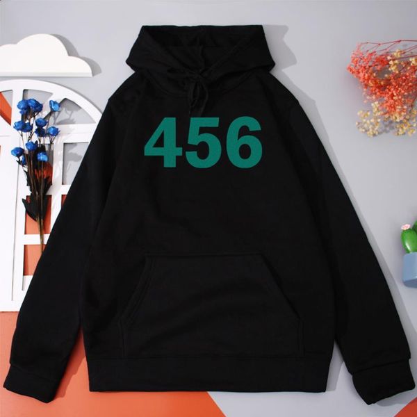 

women's hoodies & sweatshirts tintenfisch spiel 456 brief gedruckt frauen mode herbst fleece warme hoodie lustige koreanische stil hood, Black