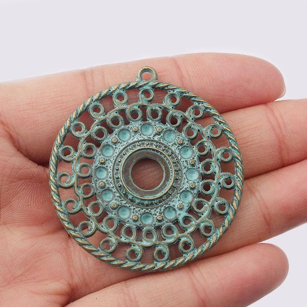 

pendants 4pcs large antique bronze hollow open round charms for necklace jewelry findings making 44x41mm, Black