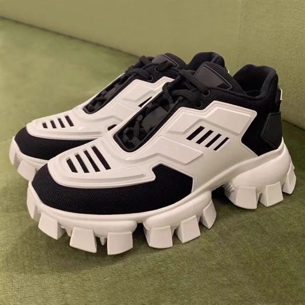 2021 designer de luxo plataforma preta sapatos casuais tênis feminino sola pesada couro bege grosso tamanho 35-45