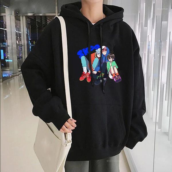 

fashion anime sk8 the infinity funny poster hoodie women harajuku cartoon skateboard boys long sleeve oversize winter sweatshirt men's, Black