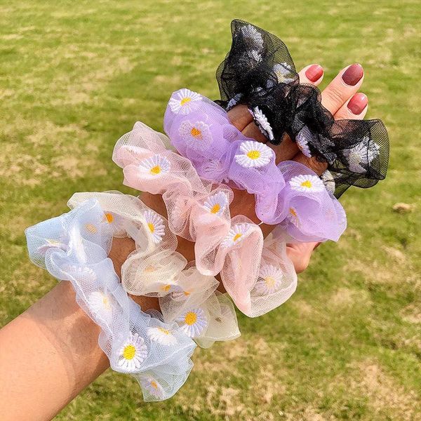 

hair clips & barrettes 2021 fashion ladies silk tie elastic transparent mesh multicolor band fixed headband accessories, Golden;silver