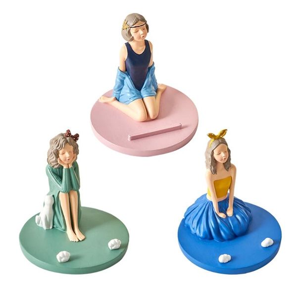 

other home decor sitting girl mobile phone holder deskornaments creative resin statues n0pa