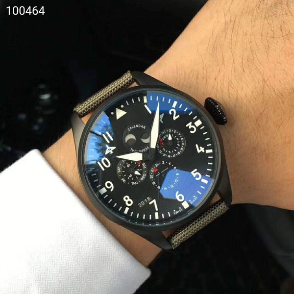 Men's Mechanical Watch Portugase Almanac Series Dials - это 42 -миллиметровый автоматический кожаный ремешок с луковой головкой