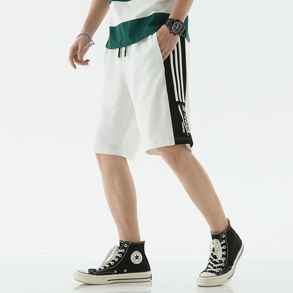 

fashion shorts hanlu men's 2021 summer color contrast splicing for men, White;black