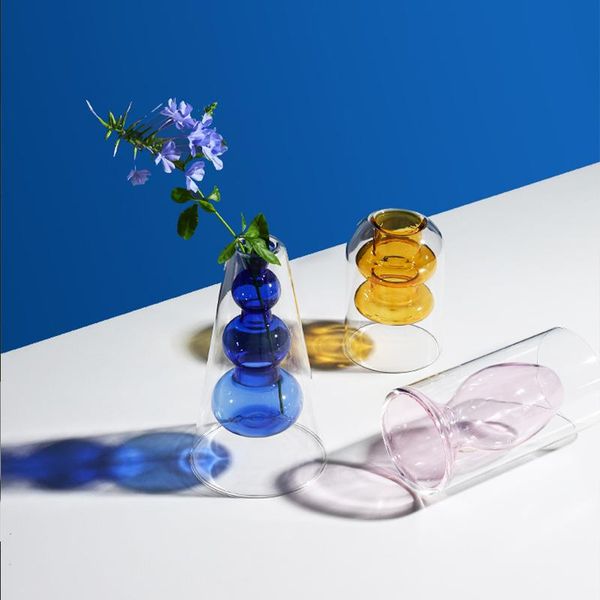 

vases creative stained glass vase hydroponic small bottle home decoration living room furnishings