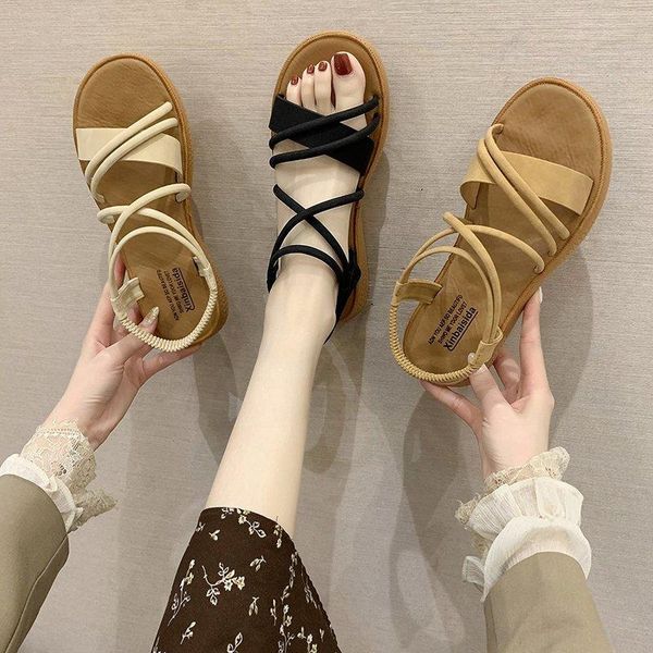 

sandals the versatile flat roman shoes for spring/summer 2021 women with, Black