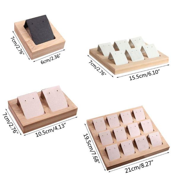 

jewelry pouches, bags bamboo leather display tray removable earring show holder stud organizer c1fc, Pink;blue