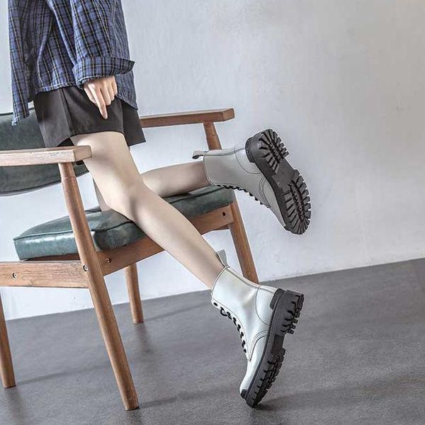 

boots 2021 spring fashion british style platform short casual all-match white black for women