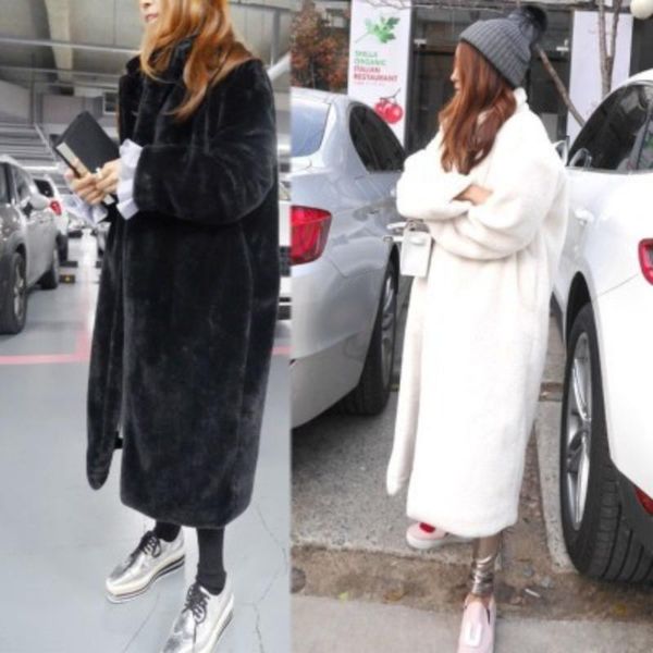 

women's fur & faux trodeam 2021 fashionable high street lapel loose thick warmth rex with turn down collar winters coats, Black