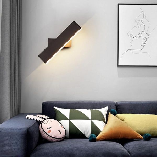 

wall lamp aluminum modern adjustable led nordic simple lighting white brown light with switch home sconce stairway bedside