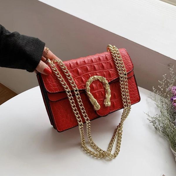 

evening bags 2021 fashion design luxury handbag pu leather women handbags crocodile pattern shoulder messenger bag