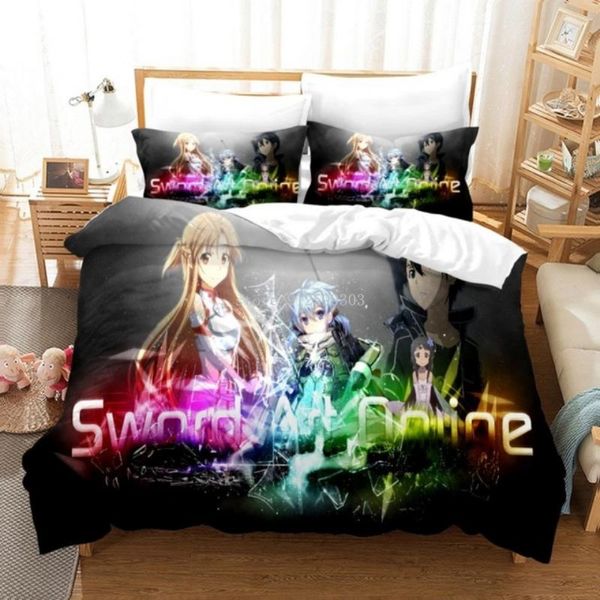 Conjuntos de cama lobb anime espada arte on-line capa japonesa manga kirito set bedlinen quarto único casal colcha para adolescentes menino