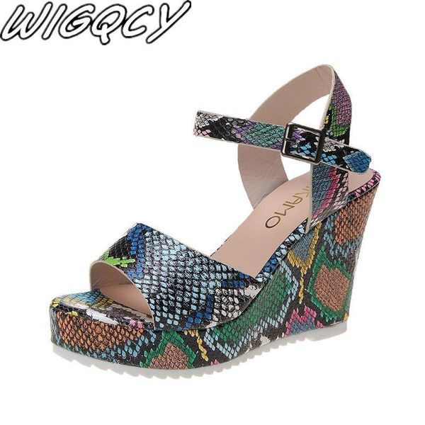 

sandalias mujer 2021 wedges shoes for women summer fashion open toe shallow buckle strap platform sandals zapatos de, Black