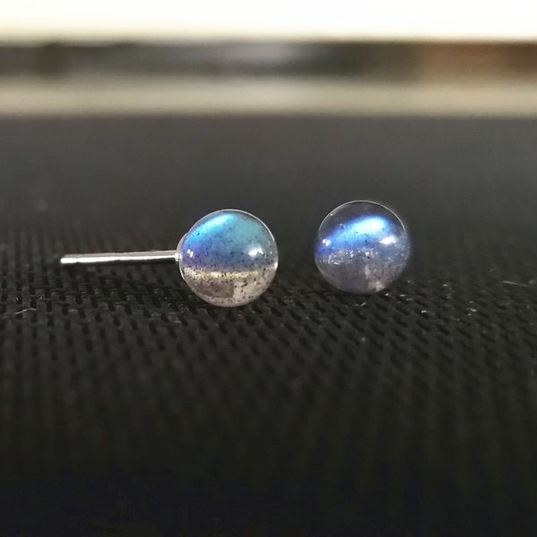 

5.5mm 5mm 4.5mm grey moonstone earrings for women, Black