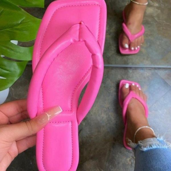 

pu leather flat slippers women summer beach flip-flop sandals woman bathroom slides outdoor indoor shoes, Black