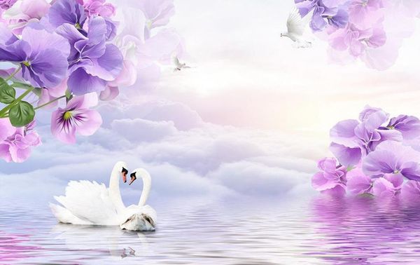 

custom wallpapers flower wallpaper dream purple flowers tv backdrop 3d modern for living room murals home decoration