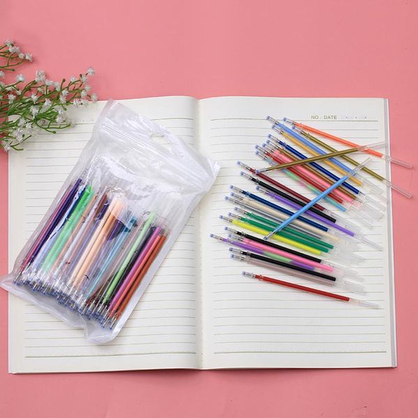 

refills student stationery scm 100pcs/lot mixed 100 colors multicolored flash ink gel pen for writing painting graffiti, Black;red