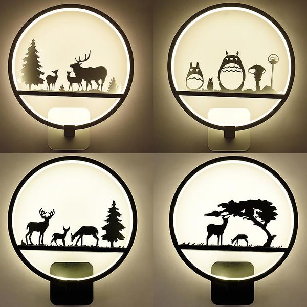 

wall lamp 1 pcs study led lights bedroom living room aisle stairs bedside sconce modern creative children ring