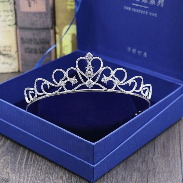 

hair clips & barrettes paved zircon crown full cubic zirconia tiara cz tiaras vintage bridal diadem wedding accessories coroa noiva wigo1179, Golden;silver