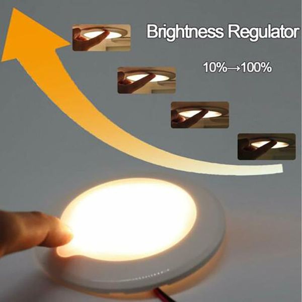 

12v-24v dimmer light round boat camper led rv spot touch warm white car headlights