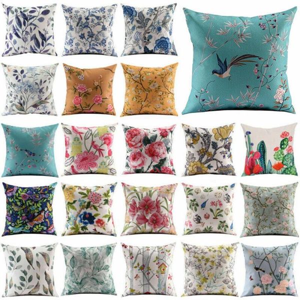 

cushion/decorative pillow retro painting plant art cotton linen square throw case living room sofa cushion cover 45x45 stylish elegant home
