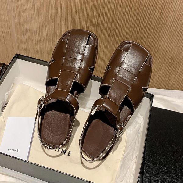 

sandals qzyerai summer roman style genuine leather women restoring ancient ways woven shoes banquet beach, Black